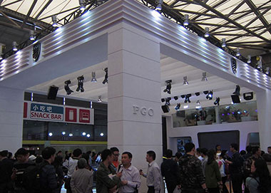 上海車展展臺設計搭建,PGO汽車展位設計裝修